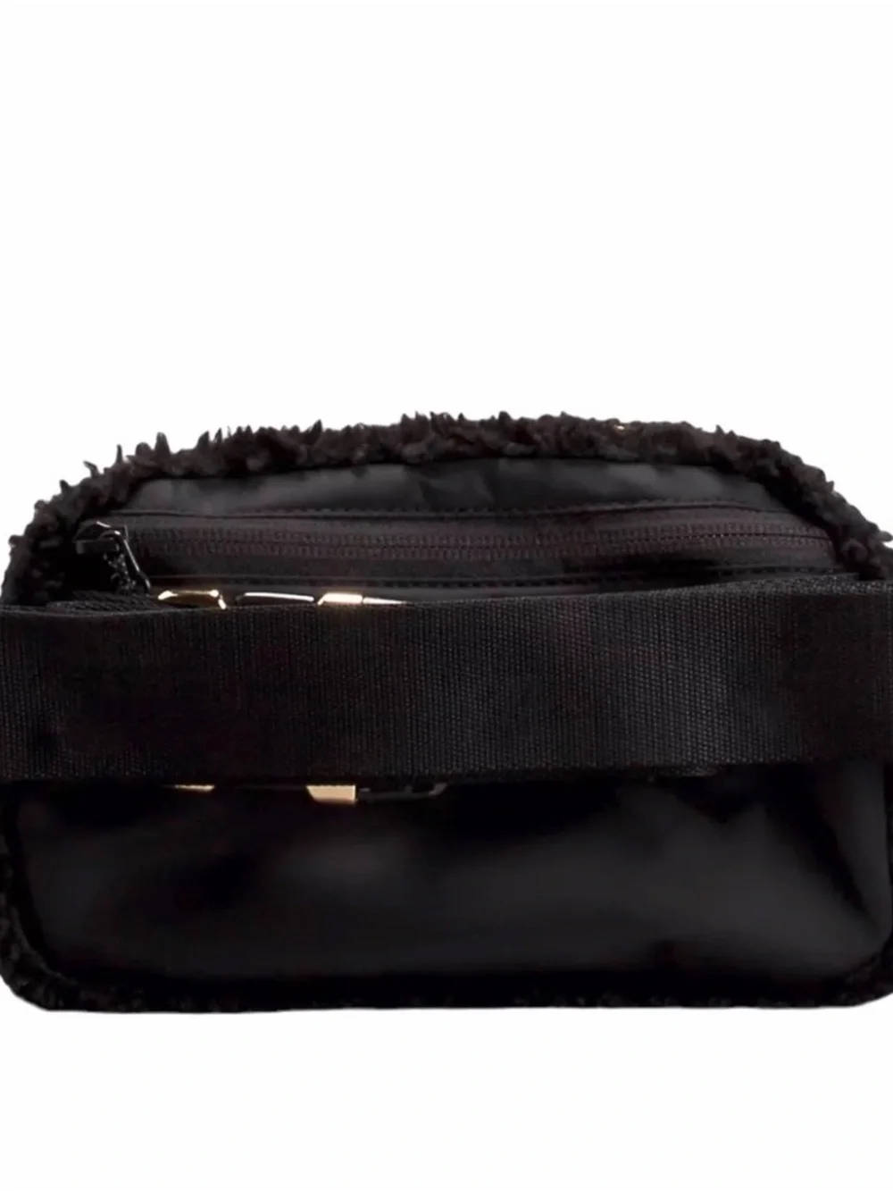lululemon Black Sherpa Pouch with Gold Hardware